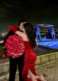 Cifeeo-back to school outfits nye outfits Valentine's Day outfits Sexy Mermaid Strapless Velvet Red Prom Dresses Long Party Dress CIF2239