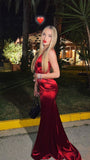 Cifeeo-back to school outfits nye outfits Valentine's Day outfits Sexy Mermaid Spaghetti Straps Red Backless Prom Dresses Long Party Dress CIF2264