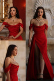 Cifeeo-back to school outfits nye outfits Valentine's Day outfits Sexy Mermaid Off The Shoulder Short Sleeves Red Long Prom Dresses Party Dress CIF2273