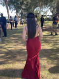 Cifeeo-back to school outfits nye outfits Valentine's Day outfits Sexy Mermaid Spaghetti Straps Burgundy Backless Prom Dresses Long Party Dress CIF2274