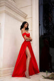 Cifeeo-back to school outfits nye outfits Valentine's Day outfits Sexy Mermaid Off The Shoulder Short Sleeves Red Long Prom Dresses Party Dress CIF2281