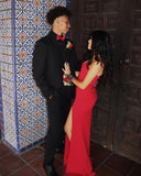 Cifeeo-back to school outfits nye outfits Valentine's Day outfits Sexy Mermaid Strapless Slit Red Prom Dresses Long Party Dress CIF2286