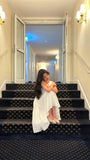 Cifeeo-back to school outfits nye outfits Valentine's Day outfits Sexy A Line Scoop Neckline White Chiffon Long Prom Dresses Party Dress CIF2297
