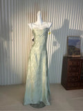 Cifeeo-back to school outfits nye outfits Valentine's Day outfits Sexy Mermaid Spaghetti Straps Sage Green Lace Prom Dresses Long Party Dress CIF2312