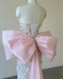 Cifeeo-back to school outfits nye outfits Valentine's Day outfits Sexy Mermaid Strapless Pink Sequin Long Floral Prom Dresses Party Dress CIF2319