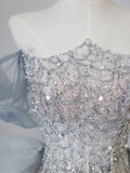 Cifeeo-back to school outfits nye outfits Valentine's Day outfits Pretty Mermaid Off The Shoulder Sequin Blue Long Prom Dresses Evening Gowns CIF2320
