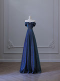 Cifeeo-back to school outfits nye outfits Valentine's Day outfits Pretty A Line Off The Shoulder Blue Sequin Long Prom Dresses Evening Gowns CIF2328