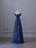 Cifeeo-back to school outfits nye outfits Valentine's Day outfits Pretty A Line Off The Shoulder Blue Sequin Long Prom Dresses Evening Gowns CIF2328