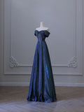 Cifeeo-back to school outfits nye outfits Valentine's Day outfits Pretty A Line Off The Shoulder Blue Sequin Long Prom Dresses Evening Gowns CIF2328