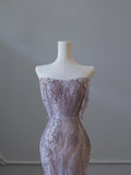 Cifeeo-back to school outfits nye outfits Valentine's Day outfits Pretty Mermaid Strapless Lilac Sequin Beads Long Prom Dresses Formal Evening Dress CIF2334