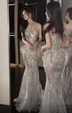 Cifeeo-back to school outfits nye outfits Valentine's Day outfits Pretty Mermaid Sequin Long Prom Dresses Sequin Party Dress CIF2362