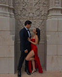 Cifeeo-back to school outfits nye outfits Valentine's Day outfits Sexy A line Spaghetti Straps Maxi Long Party Red Prom Dresses Evening Dress CIF2374