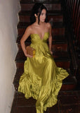 Cifeeo-back to school outfits nye outfits Valentine's Day outfits Pretty A Line Halter Green Long Satin Prom Dresses Formal Evening Dress CIF2400