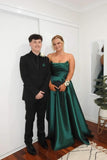Cifeeo-back to school outfits nye outfits Valentine's Day outfits Pretty Strapless Sage Green Satin A-line Long Formal Gown Evening Dress CIF2406