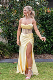 Cifeeo-back to school outfits nye outfits Valentine's Day outfits Pretty Sage Scoop Neck Satin Mermaid Long Prom Dress with Slit Formal Gown Evening Dress CIF2419