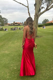 Cifeeo-back to school outfits nye outfits Valentine's Day outfits Pretty Sage Scoop Neck Satin Mermaid Long Prom Dress with Slit Formal Gown Evening Dress CIF2419