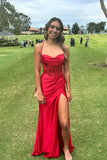 Cifeeo-back to school outfits nye outfits Valentine's Day outfits Pretty Sage Scoop Neck Satin Mermaid Long Prom Dress with Slit Formal Gown Evening Dress CIF2419