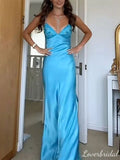 Cifeeo-back to school outfits nye outfits Valentine's Day outfits Classy Spaghetti Strap Sleeveless Mermaid Satin Long Backless Prom Dresses CIF2470