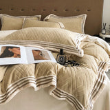 Cifeeo-4Pcs Luxury Winter Thickened Carved Velvet Embroidery Bedding Set Queen King Duvet Cover Set Flat/Fitted Bed Sheet Pillowcases