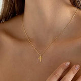 Cifeeo-Christmas Gift New Year's Eve Gift Stainless Steel Cross Necklace For Women Gold Silver Color Waterproof Chain Men Fashion Never Fade Jewelry Accessories