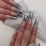 Cifeeo Fall/Winter Ambiance  24pcs Fake Nails Press on Nails Y2k Korean False Nails Set Rhinestone Wearable Artificial Nails Reusable Long Coffin French Tips