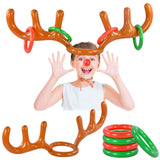 Cifeeo-Christmas Inflatable Reindeer Antler Hat Ring Toss Funny Family Game Kids Gift Toy Xmas Party Supplies 2024 Christmas Home Decor