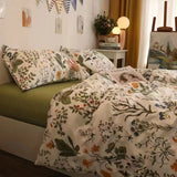 Cifeeo-Ins Pastoral style Yellow Small Flowers Bedding Set Twin Queen Size Duvet Cover Flat Sheet Pillowcase Princess Girl Bed Linen