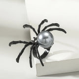 Cifeeo-Halloween Jewelry Halloween Exaggerated Spider Rings for Women Gothic Aesthetic Dark Animal Imitation Pearl Finger Ring Men Party Punk Jewelry