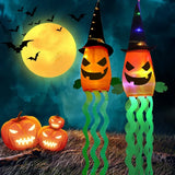 Cifeeo-Halloween Ghost Skeleton Bat Pumpkin LED Windsocks Hanging Decor for Home Indoor Outdoor Yard Flag Wind Socks Party Supplies