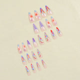 Cifeeo-Halloween Nails 24pc Halloween Almond False Nail Press on Nail Fake Nail Tip Rainbow Line DIY Full Set Detachable Waterproof Long Ballet Nails