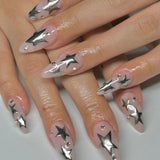Cifeeo 24Pcs Detachable Almond False Nails French Fake Nails Full Nail Art Tips Press On Nails