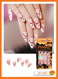 Christmas Cifeeo False Nails Press On Set Almond Black Ghost Design Long Fake Nail Pumpkin Pressure Decorated Adhesive Nail Tips 24Pcs