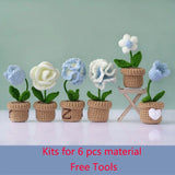 Flower Crochet Knitting Kit Tulip Sunflower Daisy Lily Floral Wool Yarn Thread Cord Crochet Material Kit Beginner Starter Set