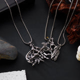 Cifeeo-Halloween Jewelry Retro Gothic Men's Necklace Silver Color Skull Playing Guitar Music Pendant Punk Rock Motorcycle Hip Hop Party Jewelry Gifts