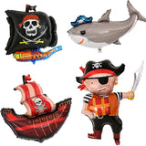 Cifeeo-Pirate Eye Patch Coins Ship Balloons Skull Hat Kids Favors Gift Toy Pirate Theme Birthday Party Decorations Halloween Costume