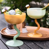 CIFEEO-Colorful Jade  Glass  Dessert Mug Goblet High Borosilicate Glass Ice Cream Bowl Cup Milk Tea Milkshake Dessert Drink Glass Mug