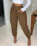 Cifeeo-Button Pockets Solid Color Pencil Pants Women's High Waist Khaki Casual Trousers 2024 Summer New Fashion Streetwear Long Pants