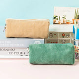 Cifeeo-Back To School Gifts Corduroy Pencil Case School Supplies Pencil Case Girls Retro Simple Large Capacity Estuche Escolar Stationery Pencil Pouch