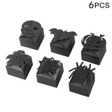 Cifeeo-6pcs Halloween Candy Gift Box Spider Bat Pumpkin Cookie Boxes Bag Halloween Party Decoration Supplies Kids Favors Trick or Treat