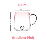CIFEEO-400mL 3D Love Gradient Transparent Glass Coffee Mug Milk Juice Couple Pair Cup Lady Office Afternoon Tea Party Drinkware