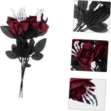 Cifeeo 5pcs 43cm Horror Rose Flower Artificial Skeleton Hand Bouquet Halloween Decorations Outdoor Fake Skull Rose Home Halloween Decor