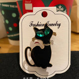 Cifeeo-Halloween Jewelry Lovely Cartoon Black Cat Brooches For Women Men Unisex Cute Animal Kitten Pumpkin Witch Zircon Brooch Pins Halloween Jewelry