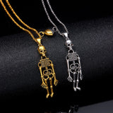 Cifeeo-Halloween Jewelry 2Pcs Punk Skeleton Pendant Necklace For Women Men Couple Magnetic Heart Matching Necklaces Festival Party Aesthetic Jewelry Gift