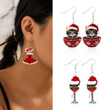 Cifeeo-Christmas Gift idea Christmas Earrings for Women Acrylic Lightweight Christmas Party Wine Glass Clothes Cute Cat Pendant Earrings Gift