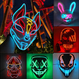 Cifeeo-Halloween Custom New Arrival LED Luminous Cosplay Anime Mask Neon Light Up Fox Mask Halloween Party Mask Carnival Party Led Mask