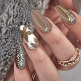 Cifeeo 24Pcs Detachable Almond False Nails French Fake Nails Full Nail Art Tips Press On Nails