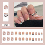 Cifeeo 24pcs Cute Y2k Nails With Star Designs French Fake Nails Press On Long Coffin Square Gradient False Nails Full Cover Nail Tips