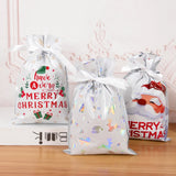 Cifeeo-3/5Pcs Merry Christmas Drawstring Gift Bag New Year 2025 Large Candy Cookie Packaging Bag 2024 Navidad Christmas Home Decoration