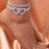 Cifeeo-Christmas gifts idea Winter outfits Christmas outfits Beautiful Dazzling Cubic Zirconia Chain Anklet for Women Fashion Silver Color Ankle Bracelet Barefoot Sandals Foot Jewelry