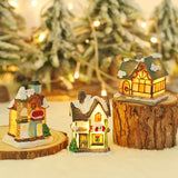 Cifeeo-Christmas LED Light Wooden House Luminous Cabin Merry Christmas Decorations for Home DIY Xmas Tree Ornaments Kids Gift New Year